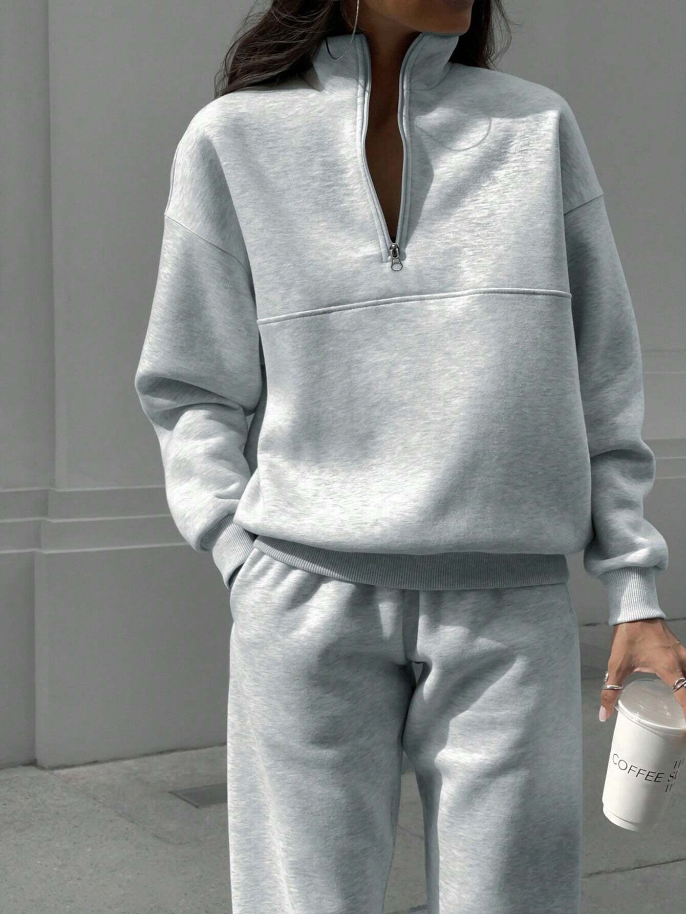 Long-sleeved Sports Sweatshirt Suit Fashion Stand-up Collar Zip-up Top And Elastic Band Trousers With Pocket Spring Fall Clothing For Women