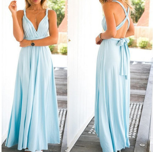 Women's Sexy Long Party Dress Club Floor-Length Summer Backless Bandage Maxi Dress