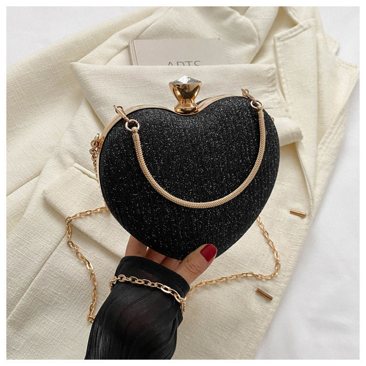Evening Clutch Bag Women Bag Shiny Handbag Heart Shape Metal Clutches Bag Fashion