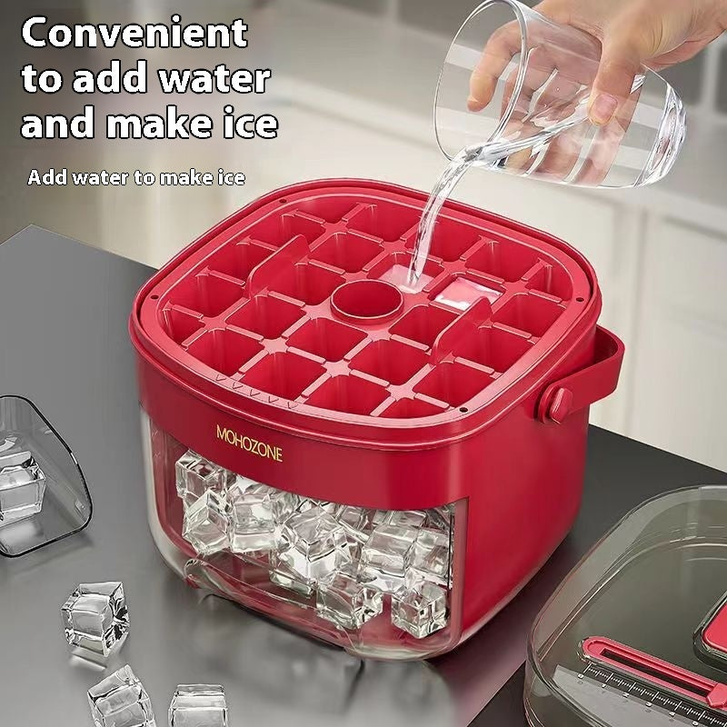Press-type Portable Ice Tray Large Capacity Ice Bucket 48 Extra-Large Ice Maker