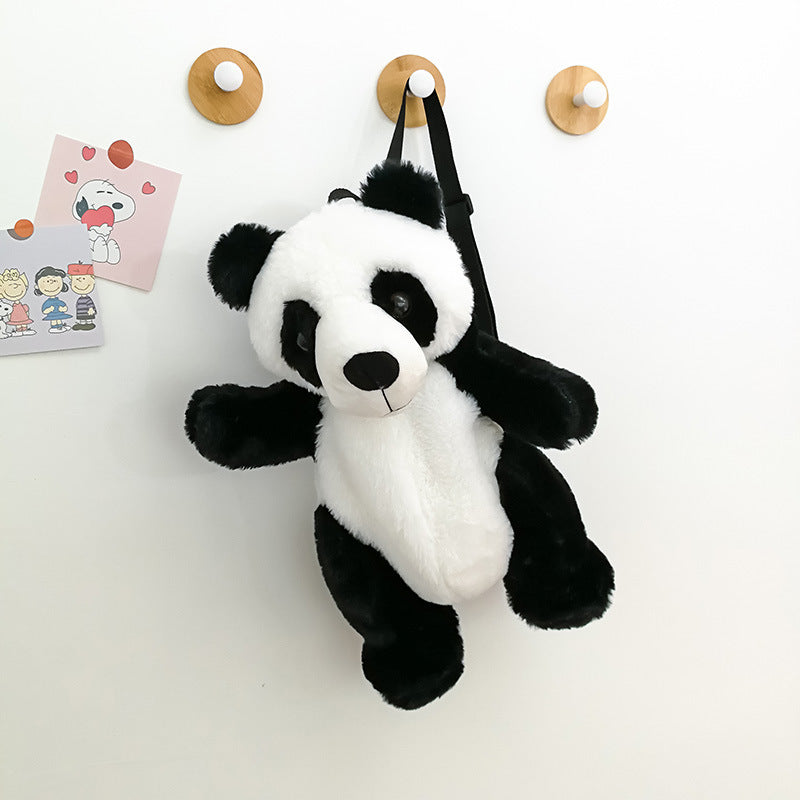 Cute Panda Cartoon Plush Bag Small Backpack Fashion Boys And Girls