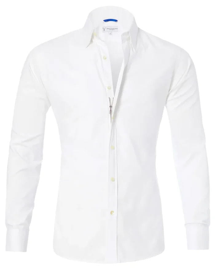 Long Sleeve Zipper Shirt With Button Design Fashion Lapel Tops For Men's Clothing