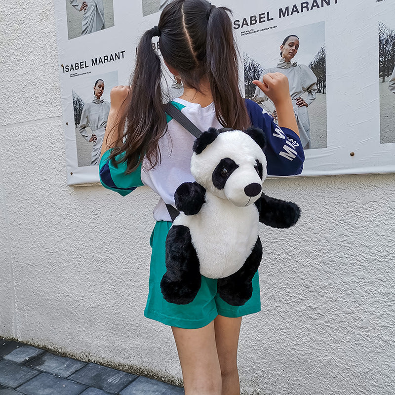 Cute Panda Cartoon Plush Bag Small Backpack Fashion Boys And Girls