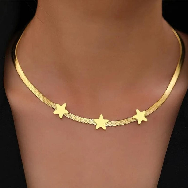 Stainless Steel Necklaces Gothic Blade Snake Chains Stars Choker Statement Light Luxury Temperament Necklace