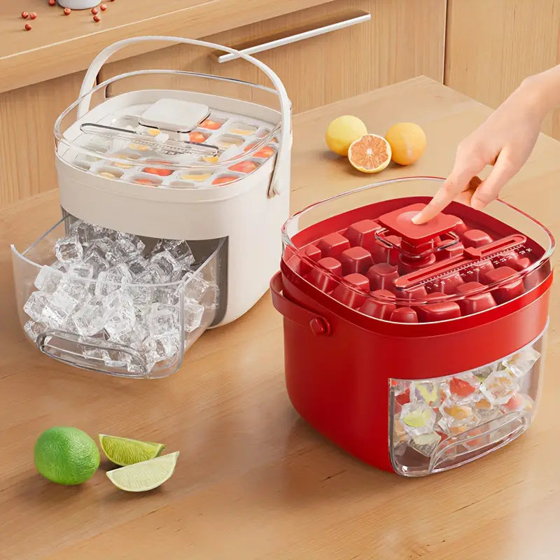 Press-type Portable Ice Tray Large Capacity Ice Bucket 48 Extra-Large Ice Maker