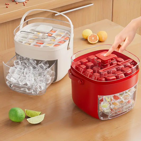 Press-type Portable Ice Tray Large Capacity Ice Bucket 48 Extra-Large Ice Maker