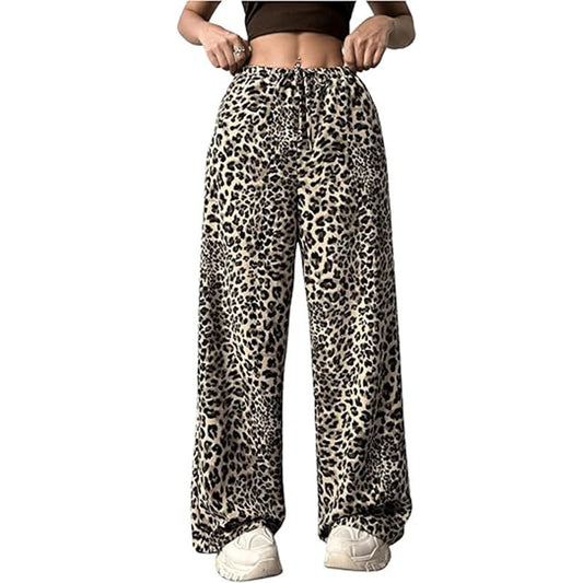 All-match Leopard Print Low Waist Casual Pants