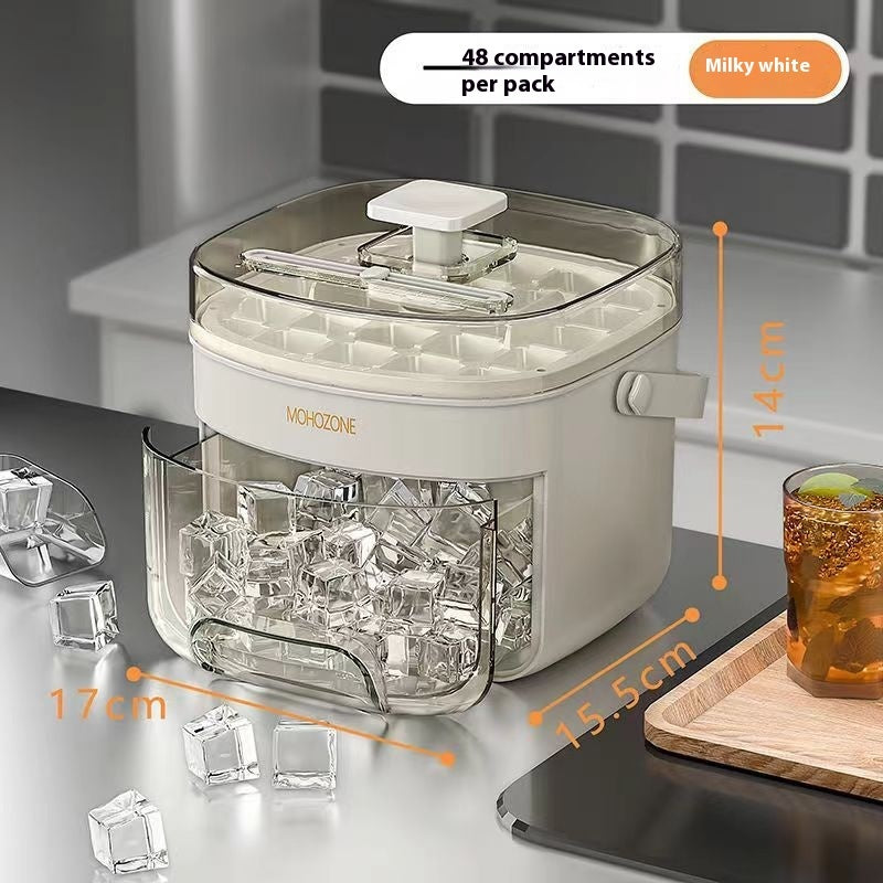 Press-type Portable Ice Tray Large Capacity Ice Bucket 48 Extra-Large Ice Maker