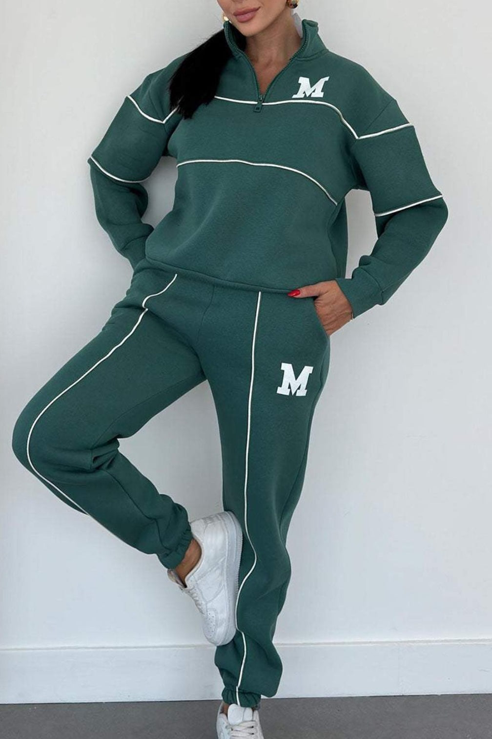 Women's 2 Piece Outfits Lounge Hoodless Pullover Sweatshirt Sets Sweatshirt Baggy Fashion Sweatpants Pockets