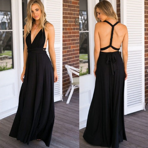 Women's Sexy Long Party Dress Club Floor-Length Summer Backless Bandage Maxi Dress