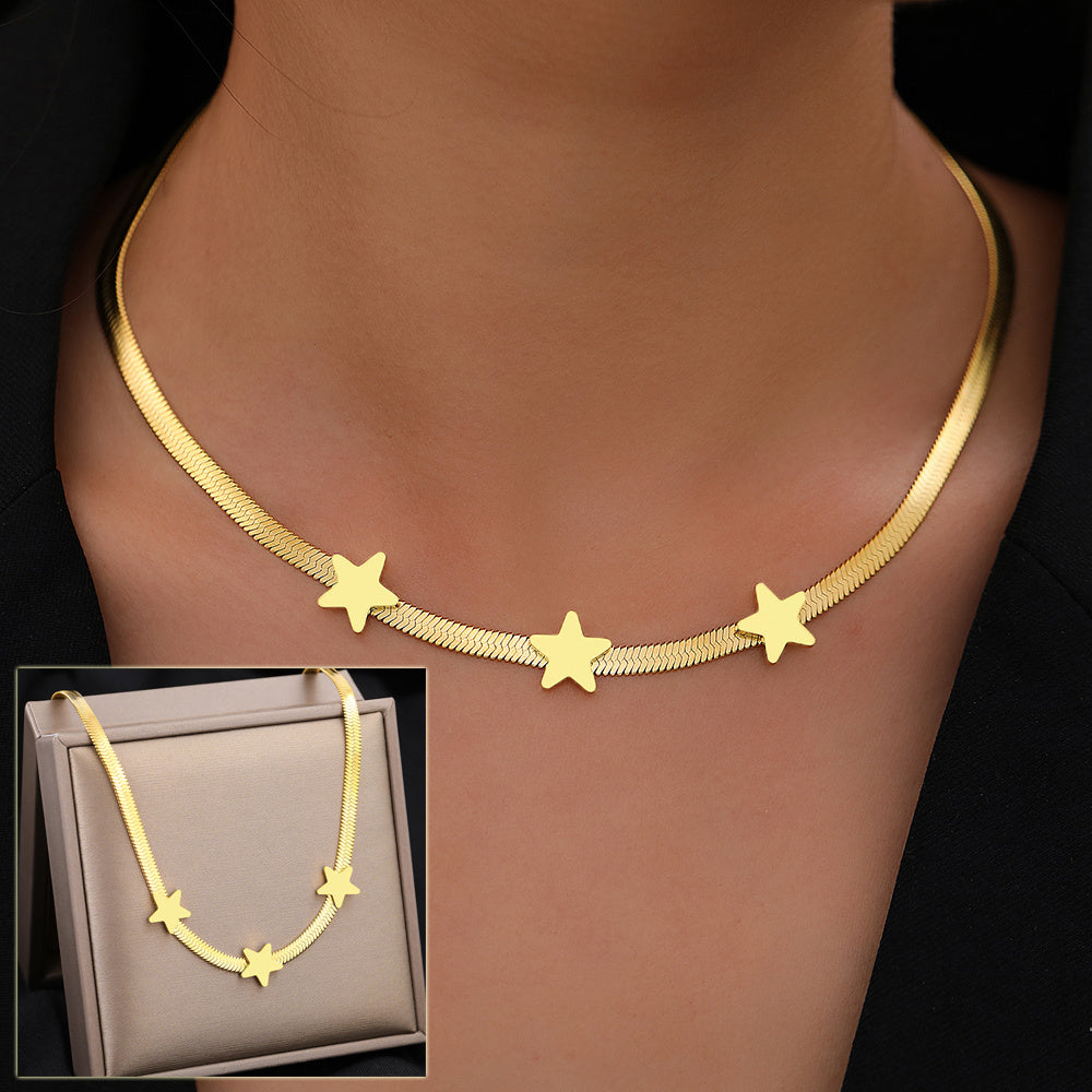 Stainless Steel Necklaces Gothic Blade Snake Chains Stars Choker Statement Light Luxury Temperament Necklace