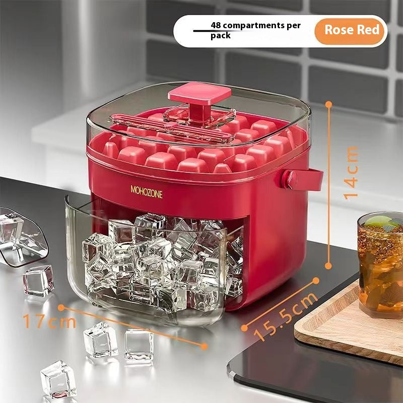 Press-type Portable Ice Tray Large Capacity Ice Bucket 48 Extra-Large Ice Maker