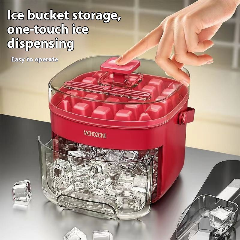 Press-type Portable Ice Tray Large Capacity Ice Bucket 48 Extra-Large Ice Maker