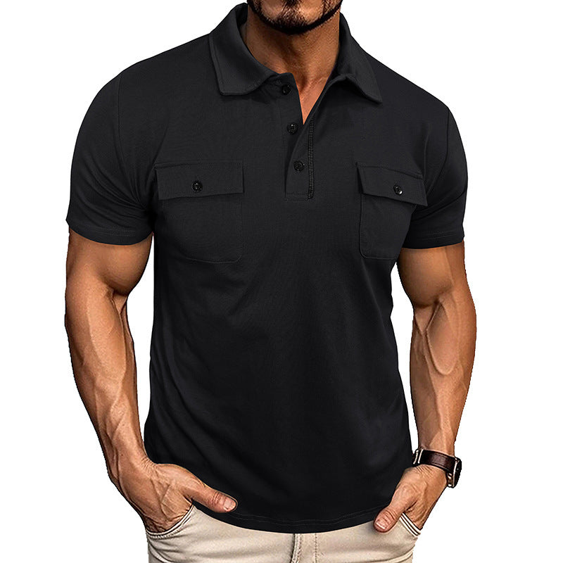 Lapel Button Polo Shirt With Pockets Outdoor Fashion