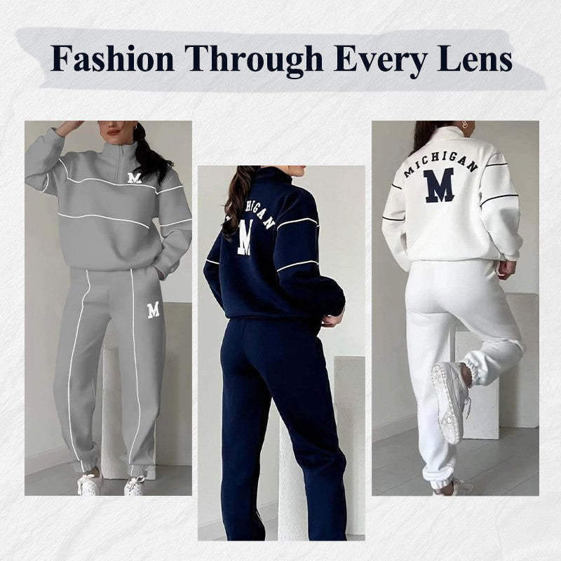 Women's 2 Piece Outfits Lounge Hoodless Pullover Sweatshirt Sets Sweatshirt Baggy Fashion Sweatpants Pockets